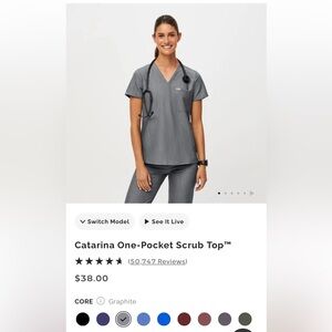 Figs Catarina Scrub Top - Graphite Color - Size XXS